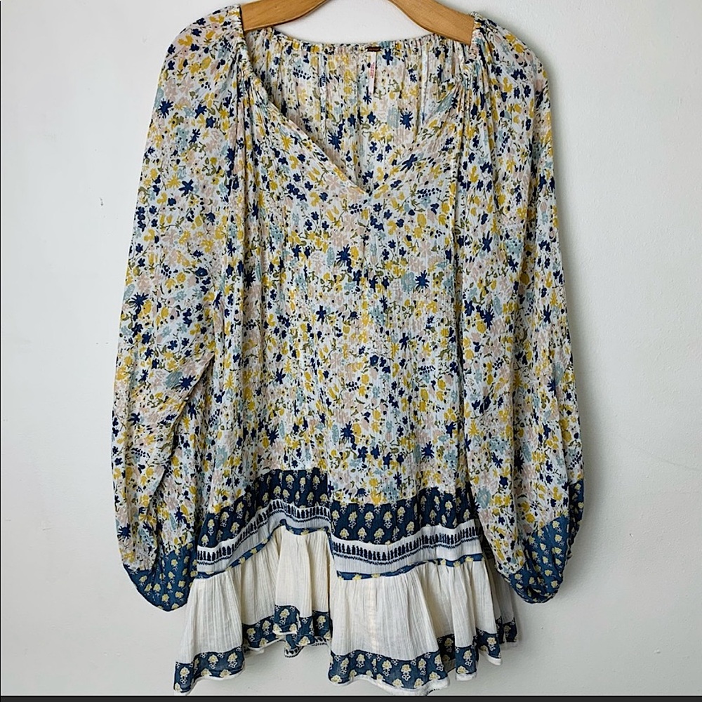 Free people boho flower print top